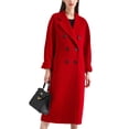 thumbnail image 1 of LUXUR Ladies Long Sleeve Wool Pea Coat Warm Work Overcoats Red 2XL, 1 of 3