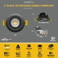 thumbnail image 2 of NuWatt 3 in. Canless Gimbal Ultra Slim 5CCT 8W New Construction LED Recessed Lighting Kit 4PK, 2 of 10