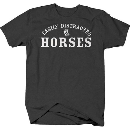 Easily distracted by horses cowgirl cowboy Tshirt for Big Men 3XL Dark Gray
