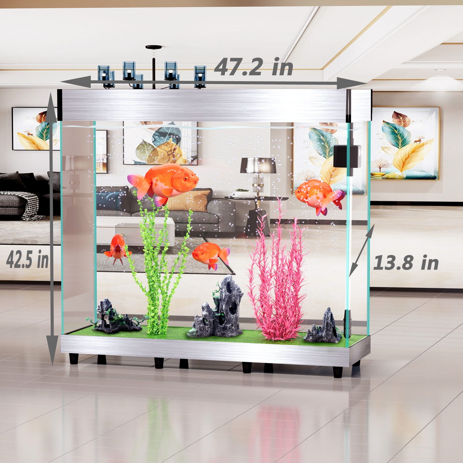 Creative Aquarium Large -Scale Office Living Room Thicked Glass Fish Tank (Silver)