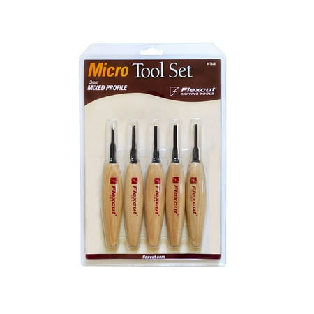 Flexcut - MT930 - Micro Tool Set - 3mm Mixed Profile Set - Wood Carving Tool Set -