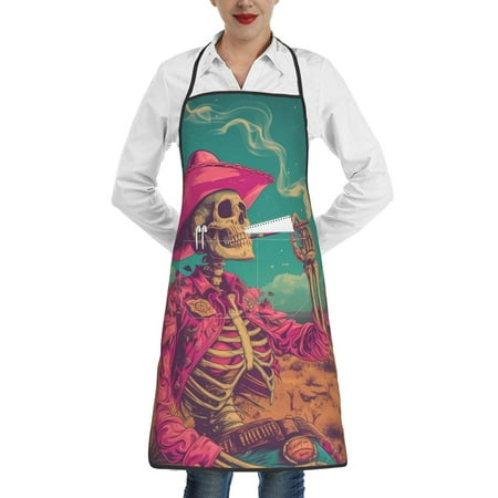 

Rocae Western Desert Skull Cowboy (2) for Kitchen Aprons for Women Adjustable Cooking Kitchen Chef Apron for Men with Pockets