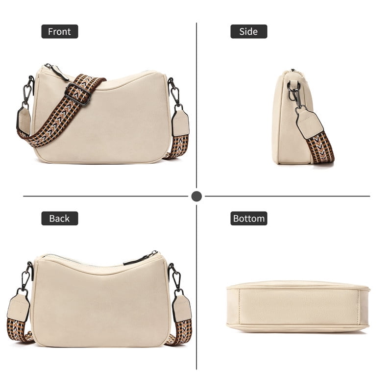 GAEKEAO Women's Shoulder Bag, Medium Handbag, Women's Leather Crossbody Bags with Adjustable Coloured Strap