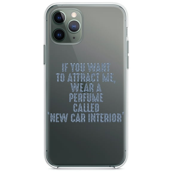 DistinctInk Clear Shockproof Hybrid Case for iPhone 11 Pro (5.8" Screen) - TPU Bumper Acrylic Back Tempered Glass Screen Protector - Wear Perfume Called "New Car Interior"