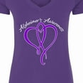 thumbnail image 4 of Inktastic Alzheimer's Awareness Purple Ribbon Heart Women's V-Neck T-Shirt, 4 of 5