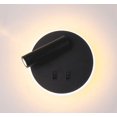 thumbnail image 1 of Lámpara de pared Lámpara de pared LED creativa para cabecera interior del hotel pasillo escalera sala de estar lámpara de pared de fondo lámpara de pared giratoria, negro, redondo, 3+7w, luz blanca fría, 14,5*14,5*7cm ER, 1 of 5