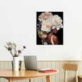 thumbnail image 2 of JRXY African American Wall Art White Flower on Black Women Head Vintage Canvas Art Paintings Modern Abstract Girl Picture Home Wall Decor for Bedroom  Framed Ready to Hang 16x20in, 2 of 3