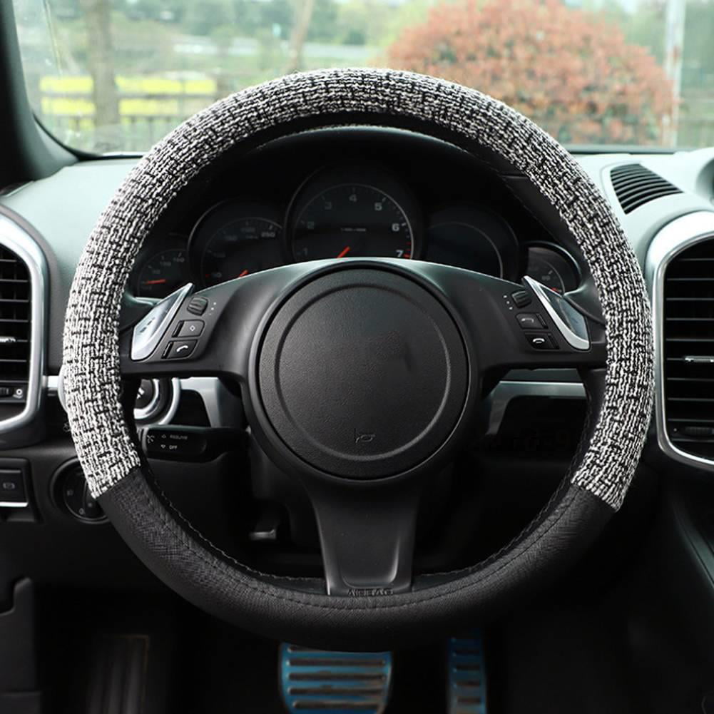 Steering Wheel Cover Leather Universal Fit 37-38CM（/15 inch） Wheel Sleeve Protector Interior Accessories for Auto 
