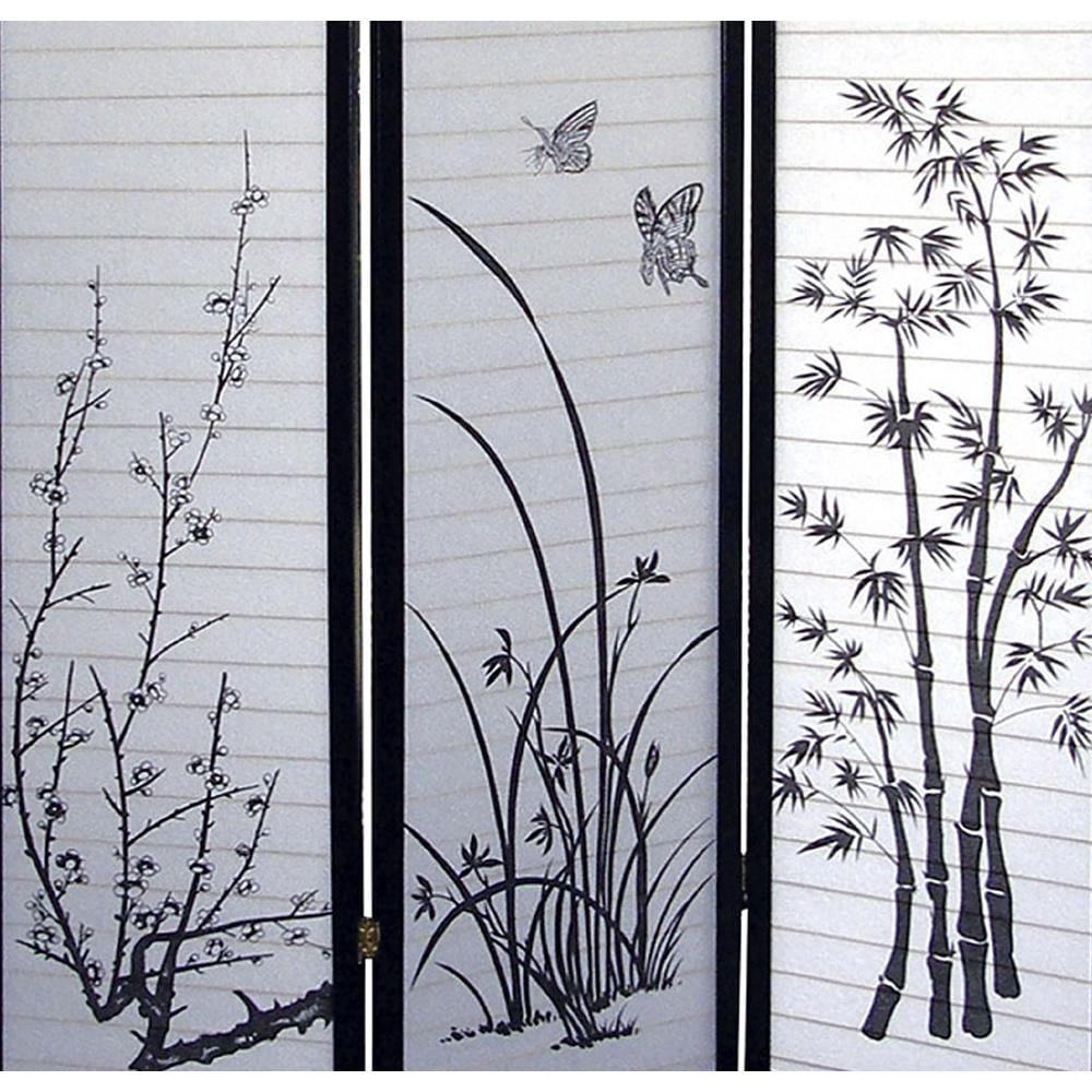 ORE International 70" 3-Panel Metal Screen Room Divider in Black