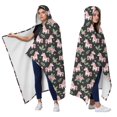 thumbnail image 2 of Wearable Blanket,Black Cartoon Unicorn Floral Pattern Hooded Wearable Flannel Blanket for Adults & Teens,Winter Poncho Shawl Wrap Cape Cozy Anti-Pill,60"x80", 2 of 3