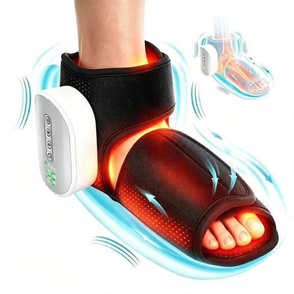 Pastsky Foot Massager with Heat, Dual-Airbag Foot and Ankle Massager with 4 Heating Levels, Cordless Ankle Heating Wrap with 3 Airbag Massage Modes for Reduce Fatigue