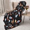 thumbnail image 3 of Rateoe Space Rocket Pattern Flannel Throw Blanket, Ultra-soft Blanket for Bed, Couch, Car, Hypoallergenic Anti-pilling blanket-40"x30"(Vertical), 3 of 6