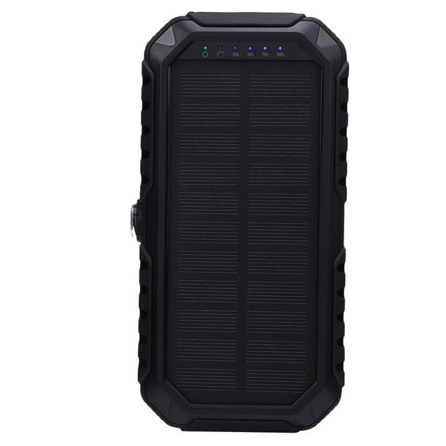 Power Bank, 20000mAh Fast Charging Compass 4 Cables Solar External Battery Bank for Emergency Orange,Black