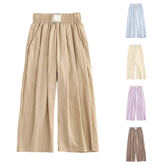 TinyBloomm Girls Casual Pants Wide Leg Palazzo Boho Summer Trousers For Toddler Kids Youth Comfortable Elastic Waist Lightweight Breathable, Size 4-5 Years