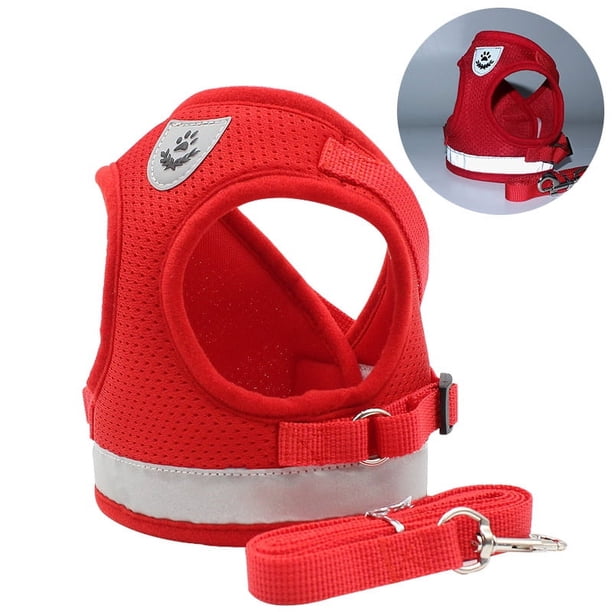 Arnés y correa transpirables para gatos, ropa a prueba de fugas, chaleco ajustable y reflectante para cachorros y gatitos (rojo, S)