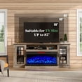thumbnail image 3 of VANACC 75in 3-Sided Glass Fireplace TV Stand for TVs up to 85", Wash Gray, 3 of 10