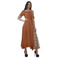 thumbnail image 3 of Moomaya Robe Midi à Manches Courtes en Viscose Imprimée pour Femmes, Taille à Cordon de Serrage, 3 of 4