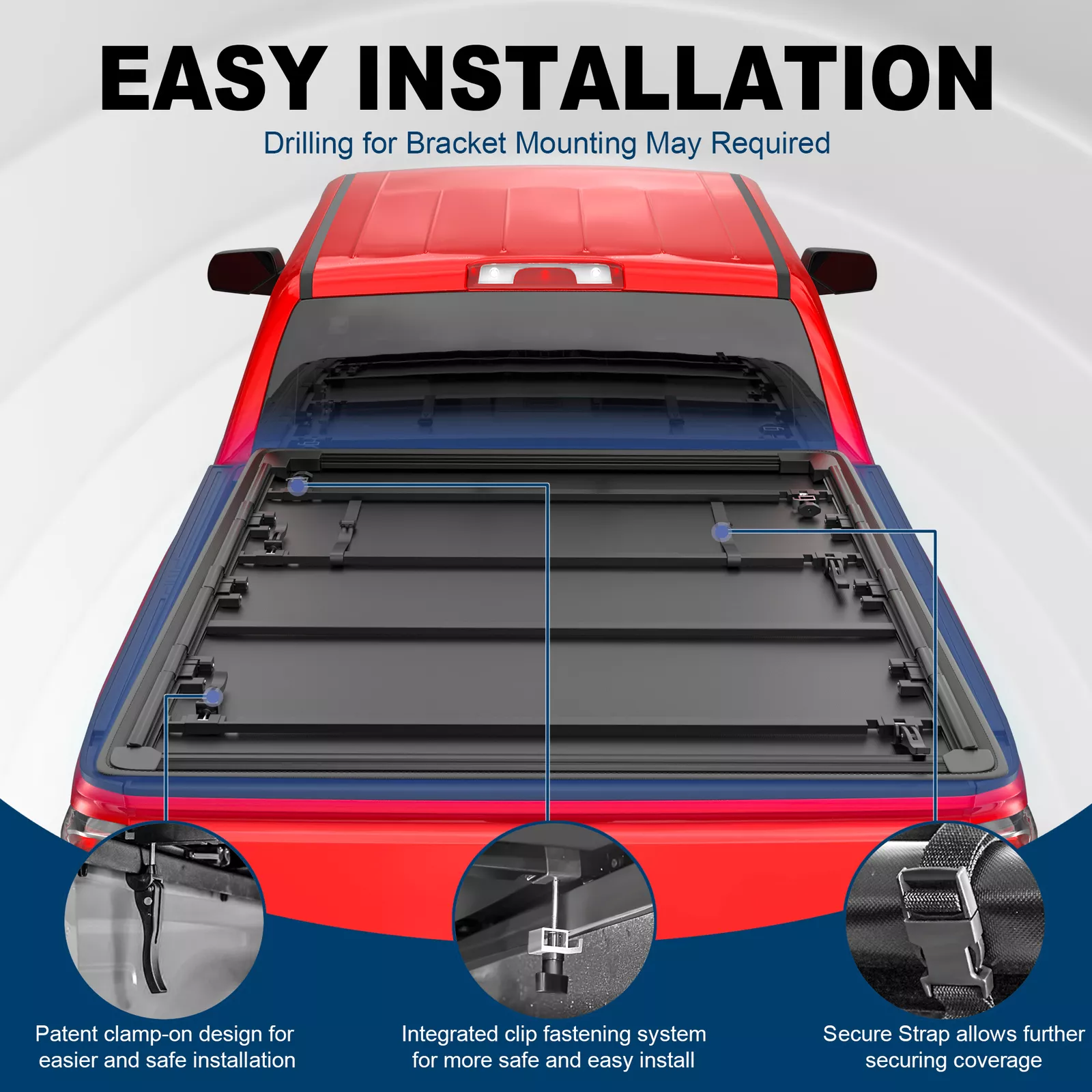 MOSTPLUS 5.8FT 4-Fold Soft Bed Truck Tonneau Cover for 19-26 Chevy Silverado GMC Sierra