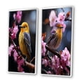thumbnail image 3 of Designart "Yellow Bird Amid Cherry Blossoms IV" Bird Framed Wall Art Set Of 2 - Yellow Animals Framed Wall Art Set Of 2, 3 of 7