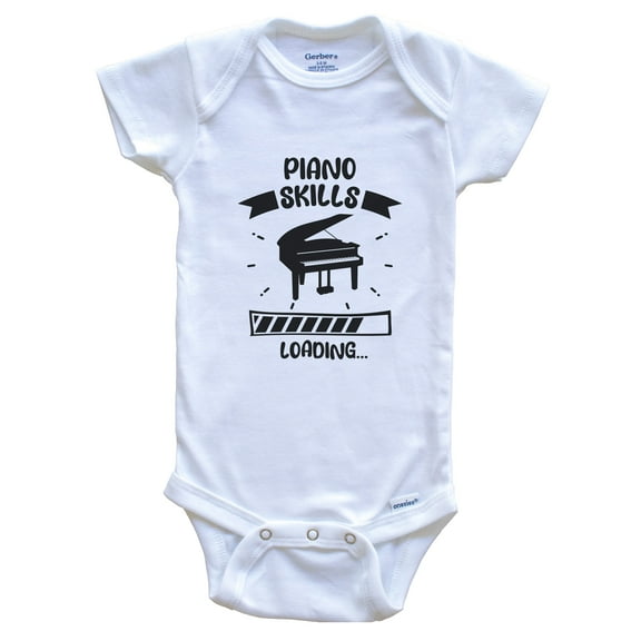 Piano Skills Loading Funny Piano Baby Bodysuit, 0-3 months white