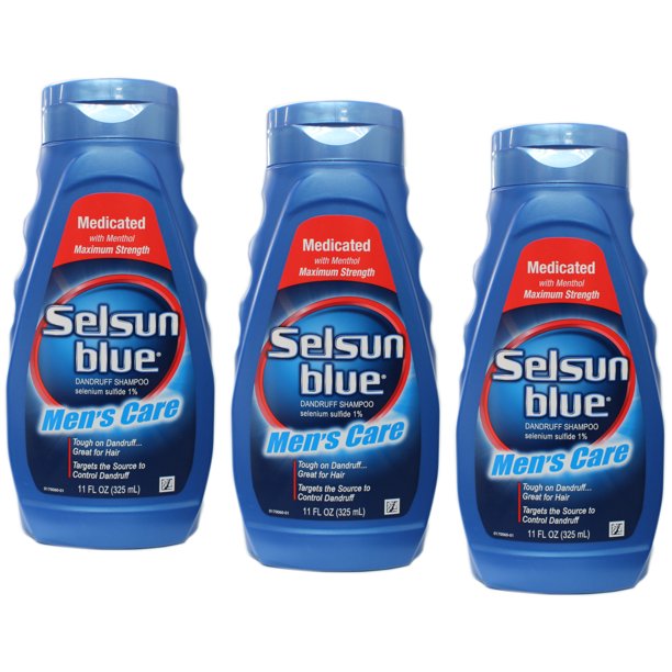 3 Pack Selsun Blue Medicated Maximum Strength Dandruff Shampoo Men's