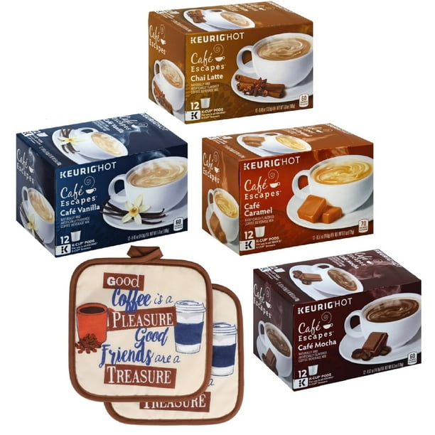 Café Escapes Single Pod KCup Variety Pack Includes Chai Latte, Vanilla