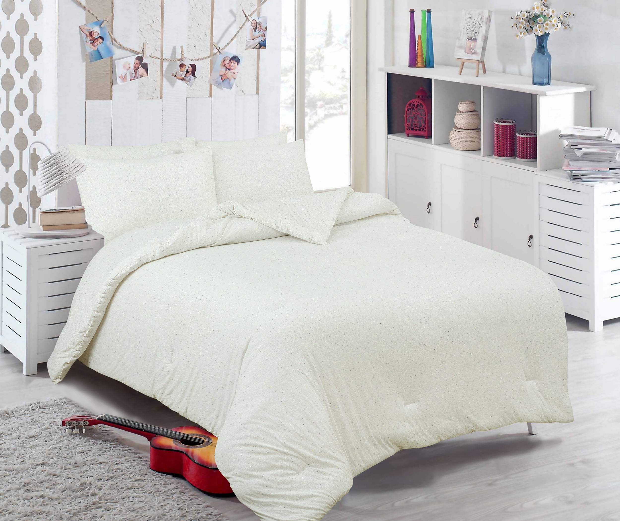 Full/Queen 3-Piece Comforter Set, Confetti Super Soft Cotton Rich Jersey Knit