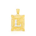 thumbnail image 6 of Floreo 10k Yellow Gold and White Gold 14.5mm or 18mm Personalized Alphabet Monogram A-Z Initial Square Pendant, 6 of 6