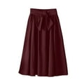 thumbnail image 1 of B91xZ Jupe Midi pour Femme Unie Légère Évasée Jupe Midi à Enfiler, Rouge A, 1 of 4