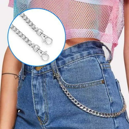 Michellem Personality Hip Hop Waist Hanging Key Chains Keyring Metal Punk Three Layer Buckle Pants Chain Trend Pendant Accessories