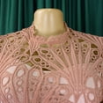 thumbnail image 6 of AURA Womens Elegant Lace Hollow Out Pleated Midi Dress High Waist Belted 3 4 Lantern Sleeve, 6 of 9