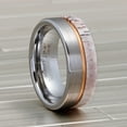 thumbnail image 3 of Metal Masters Mens Deer Antler Tungsten Carbide Ring Rose Goldtone Groove Wedding Band 8mm, 3 of 5
