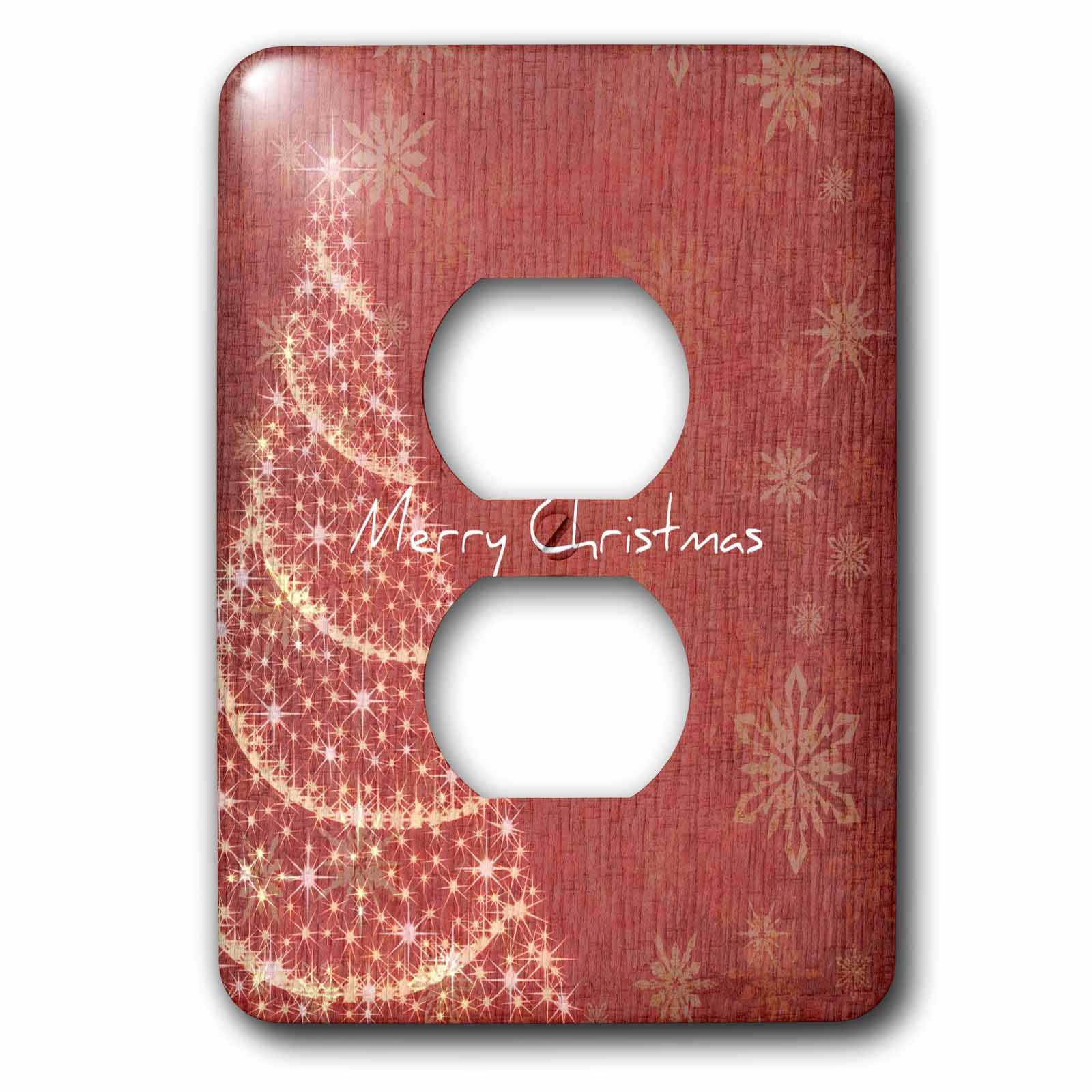 3dRose lsp_59045_6 Red And Christmas Snowflakes Winter Art 2 Plug Outlet Cover White