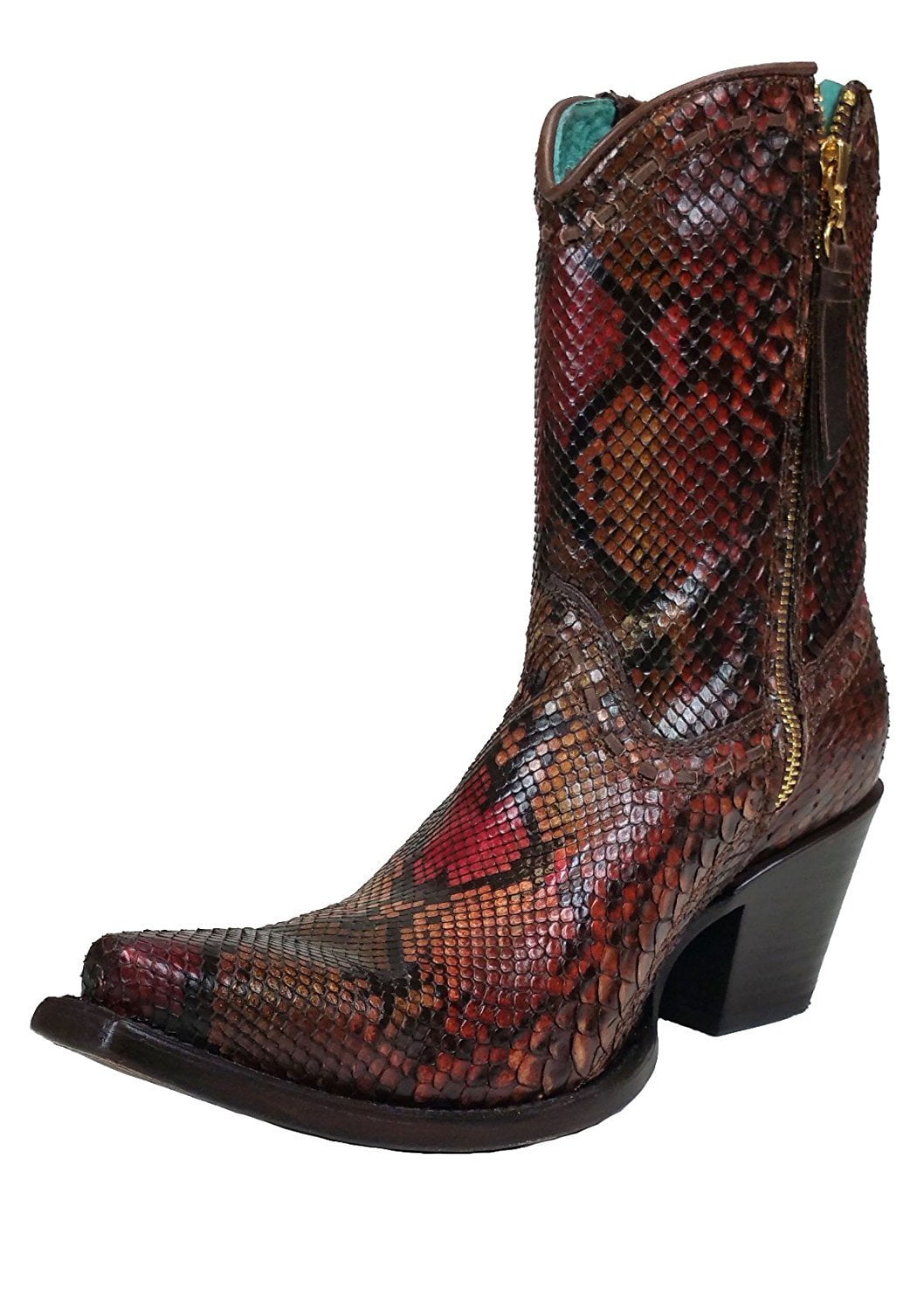 CORRAL Women's Python Leather Short Top Snip Toe Cowgirl Boots C2799 (9 ...