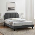 thumbnail image 2 of Platform Bed Frame, Full Size, Velvet, Dark Grey Gray, Modern Contemporary Urban Design, Bedroom Master Guest Suite, 2 of 10
