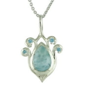Carillon Larimar Natural Gemstone Necklace Pendant 925 Sterling Silver Engagement Jewelry