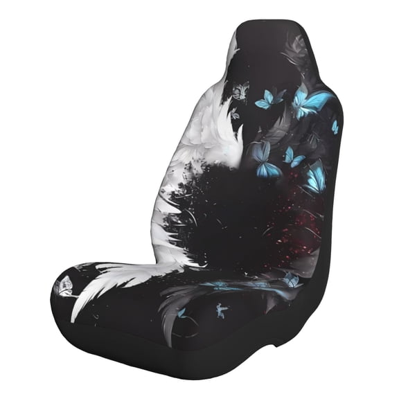 Xecao Butterfly Angel Wings Art for Automotive Seat Covers for Cars Trucks and SUVs – Gray Car Seat Covers for Front Seats, Truck Seat Protectors-1