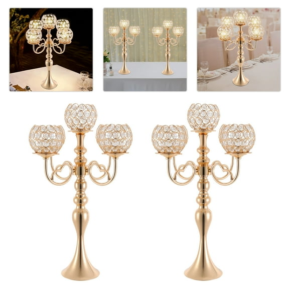 2pcs 5 Arms Candle Holder, Tabletop Candle Holder, Gold Candle Holder 21.5" H