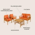 thumbnail image 6 of Everly 4-Piece Modern Cottage Acacia Wood Outdoor Patio Set with Cushions and Tropical Decorative Pillows, Orange/Teak Brown, 6 of 6
