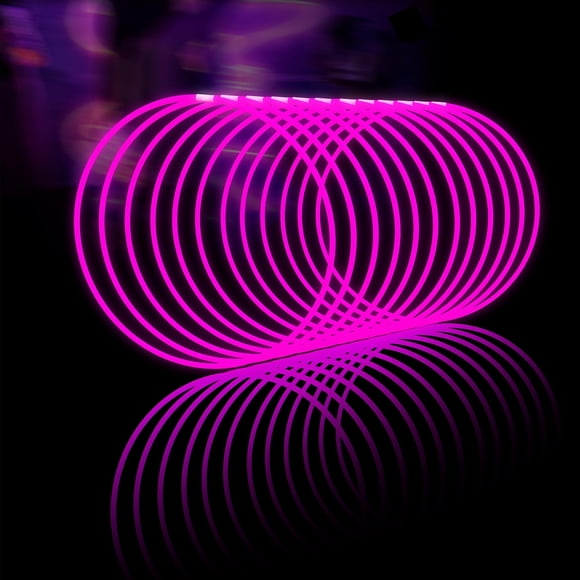 Glow Fever Glow Sticks Bulk 100 ct 22 pulgadas collares brillantes con conectores barras de luz de neón para fiestas, festivales, raves, conciertos, cumpleaños, bodas, color rosa