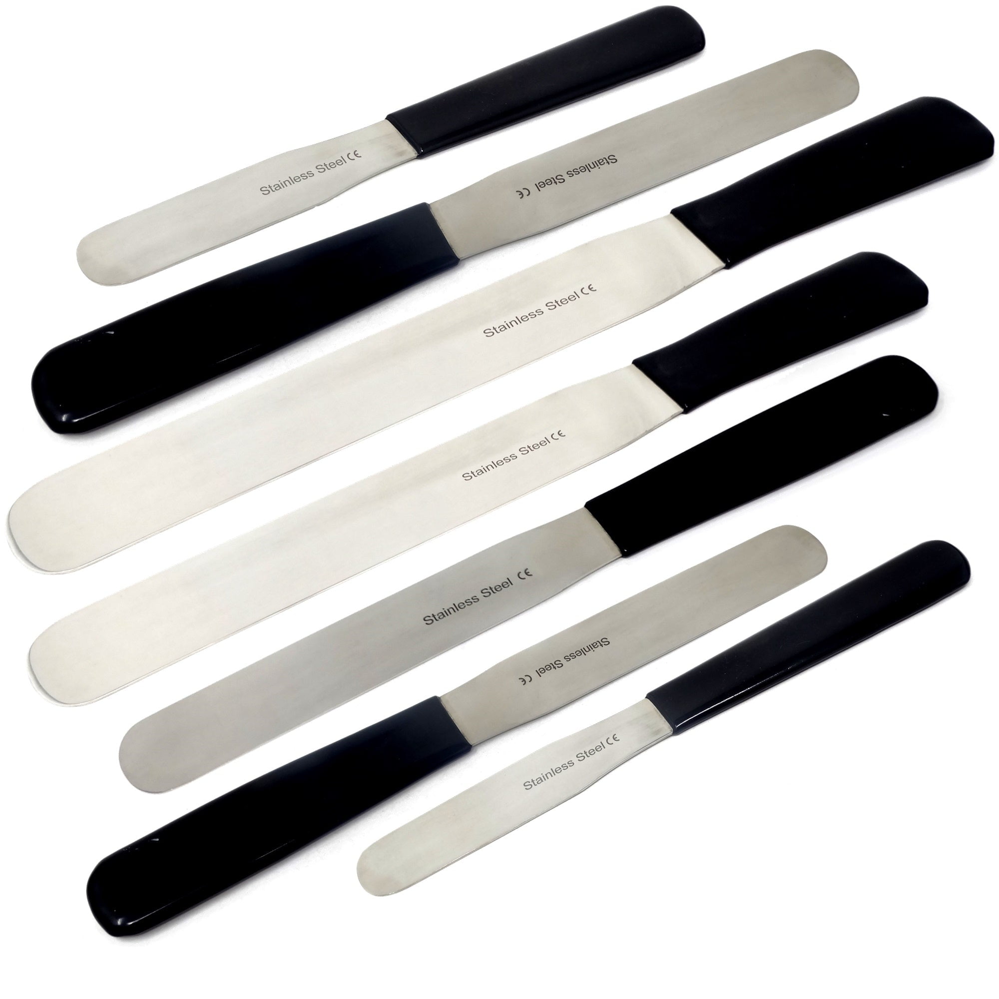 Set of 7 PCS Stainless Steel Spatulas Baker's Knife Vinyl Comfort Grip