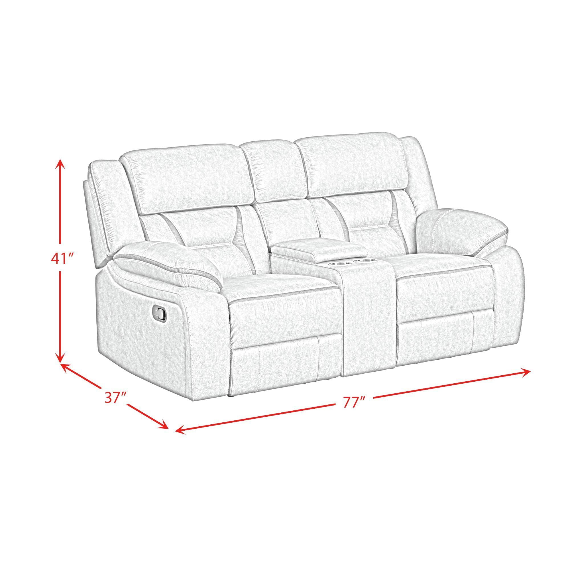 Picket House Furnishings Kaoru Motion Loveseat with Console in Corral Gray