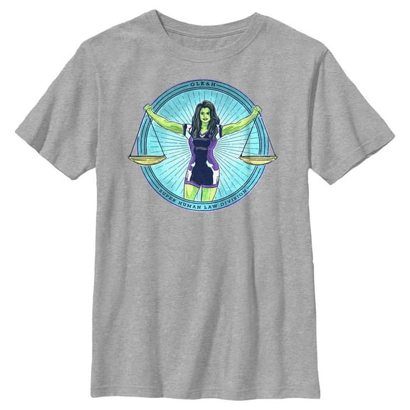 Boy's She-Hulk: Attorney at Law Super Human Law Division  Graphic Tee Athletic Heather Large
