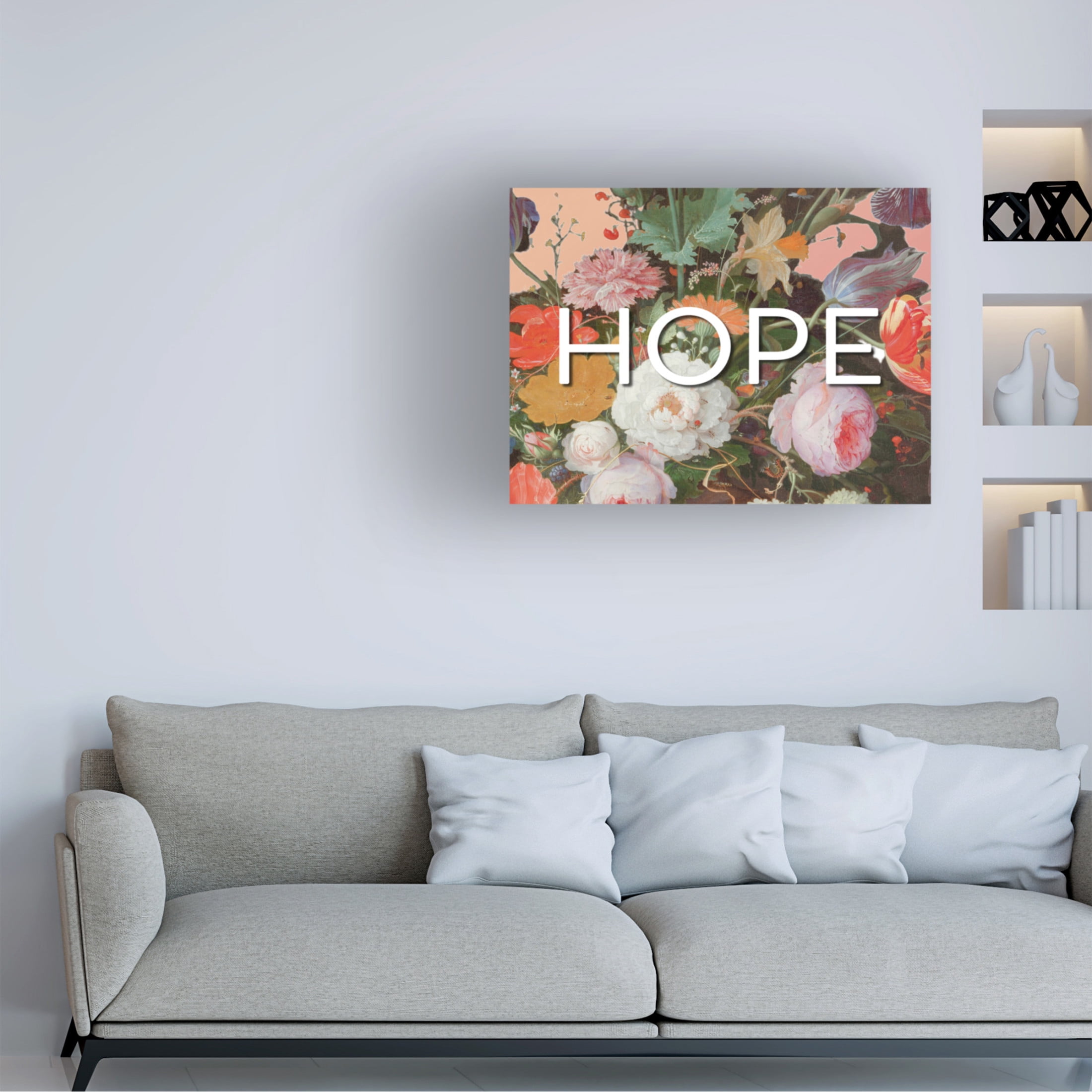Canvas Wall Art - Sandra Iafrate 'Hope Flowers' Wall Art for Living Room, Bedroom, or Office Décor by Trademark Fine Art - 47 x 35 Inches