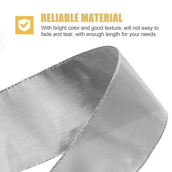 BRIGHTFUFU 1 Roll Crafting Ribbon Silver Metal Silk for Festive Occasions and Party Decoration