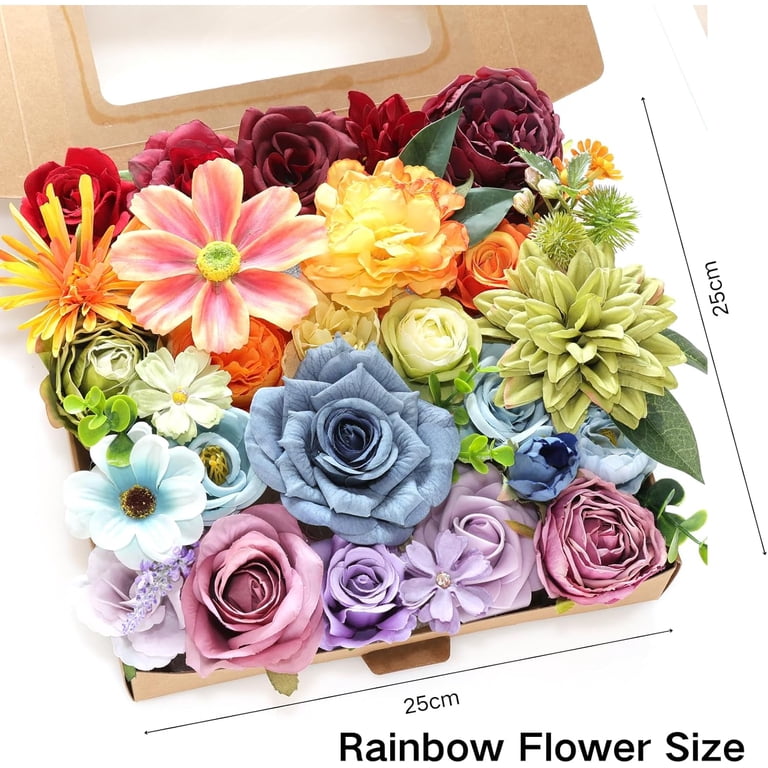 Elegauit Artificial Flowers Box Set - Fake Roses With Stems For DIY Wedding, Baby Shower Decor (Pink Assortment)
