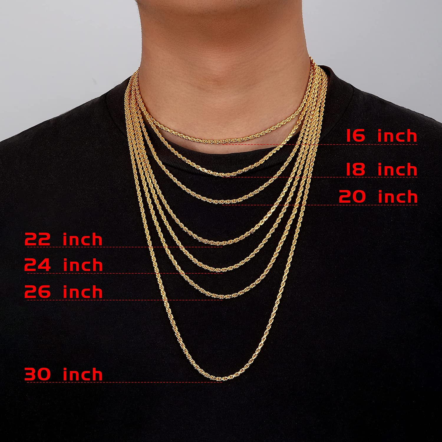 Gold Chain for Men Gold Necklace 22 Inch Gold Chain Necklace for Men 18K Gold Chains for Men 3mm Gold Men Chain Necklace for Mens Jewelry Rope Chains