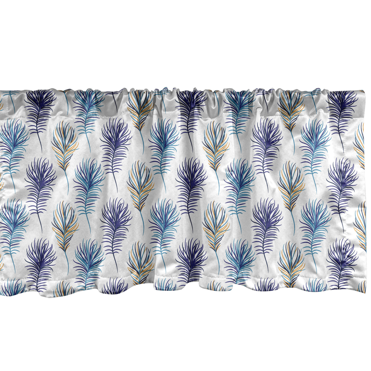Peacock Window Valance, Creative Pattern with Line Art Feathers Image