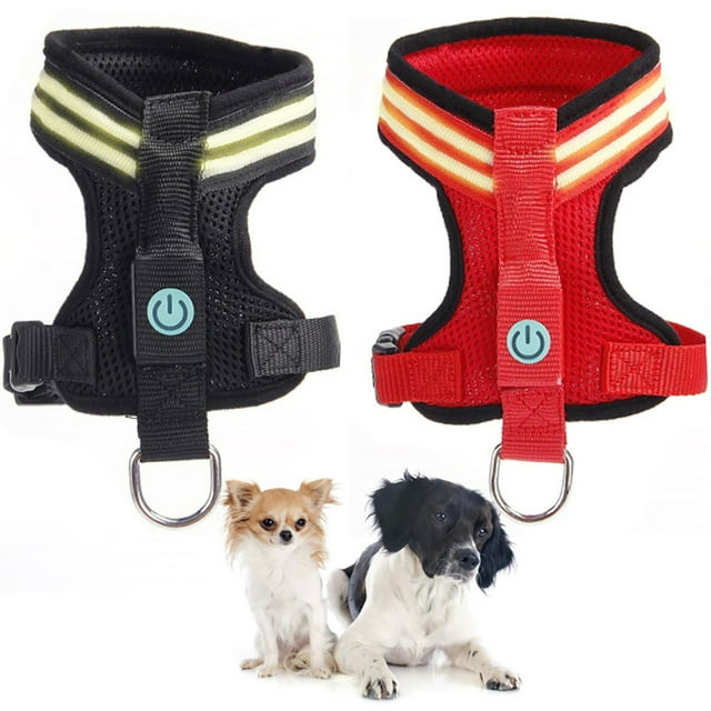 Dog Harness Light up Adjustable Simple Dog Vest Puppy Harness for Night Walking