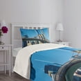 thumbnail image 3 of Ambesonne United States Quilted Bedspread Set 2 Pcs, Manhattan Landmark, Twin Size, Pale Blue Tan, 3 of 5